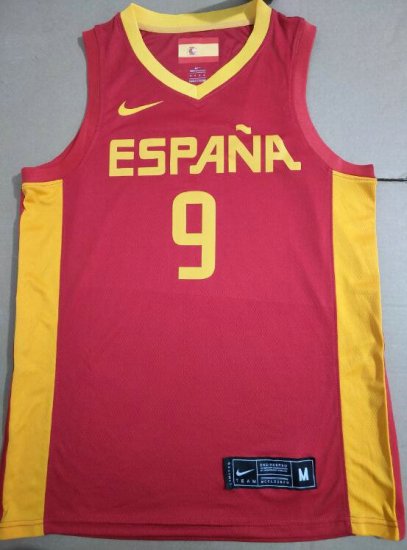 9 Rubio Spain FIBA Basketball world cup jersey red